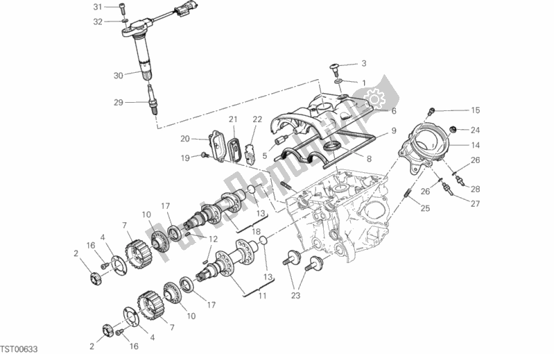 All parts for the Vertical Cylinder Head - Timing of the Ducati Hypermotard 950 2020